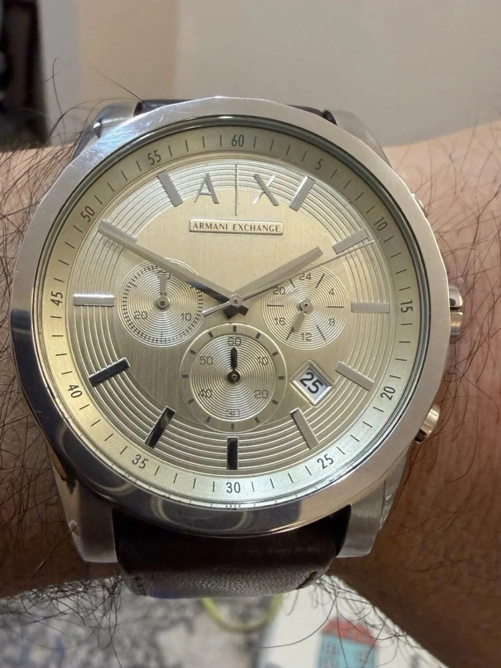 Armani Exchange Outerbanks AX2506 Mens Chronograph Brown Leather Watch 45mm AX